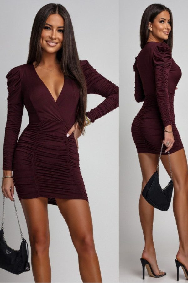 Sukienka mini z marszczeniami tanisa ii bordowa