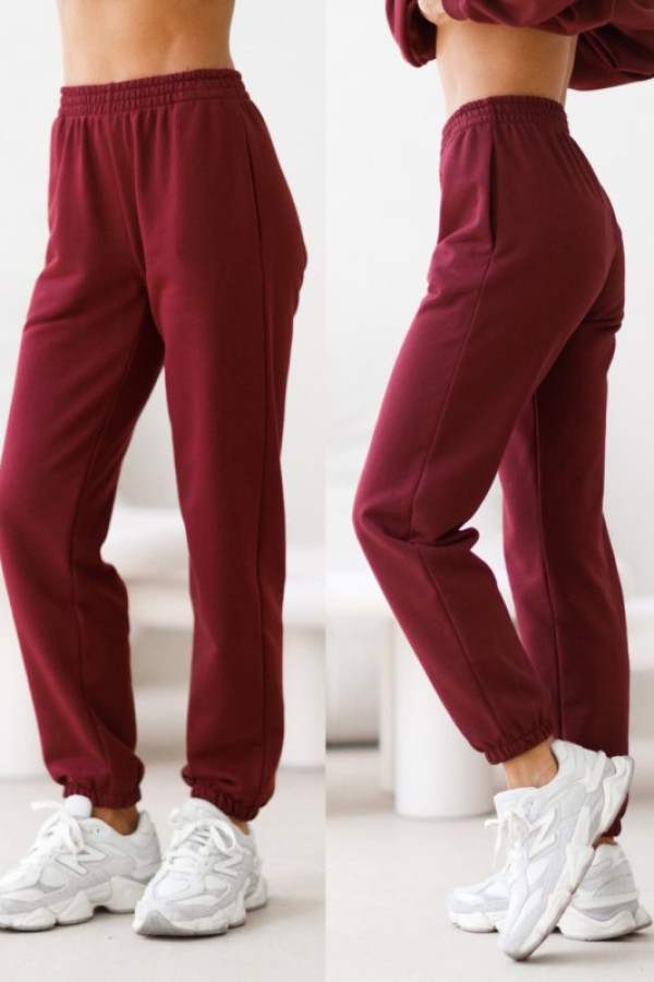 Dresowe spodnie joggery jaymie bordowe