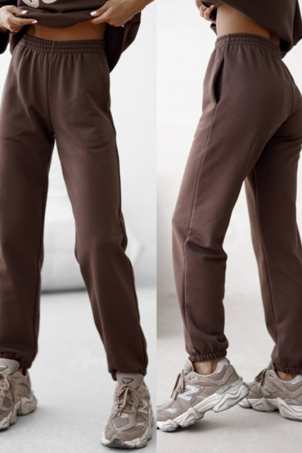 Dresowe spodnie joggery jaymie brązowe
