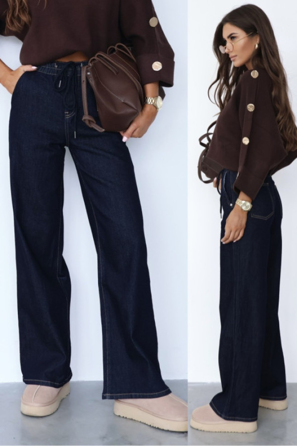 Spodnie jeansowe wide leg enevy granatowe