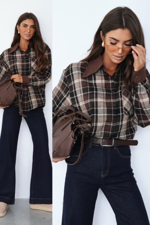 Bawełniana koszula w kratę edgerd brązowa