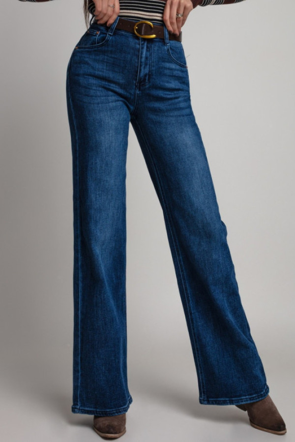 Spodnie jeansowe wide leg trevoli ciemnoniebieskie