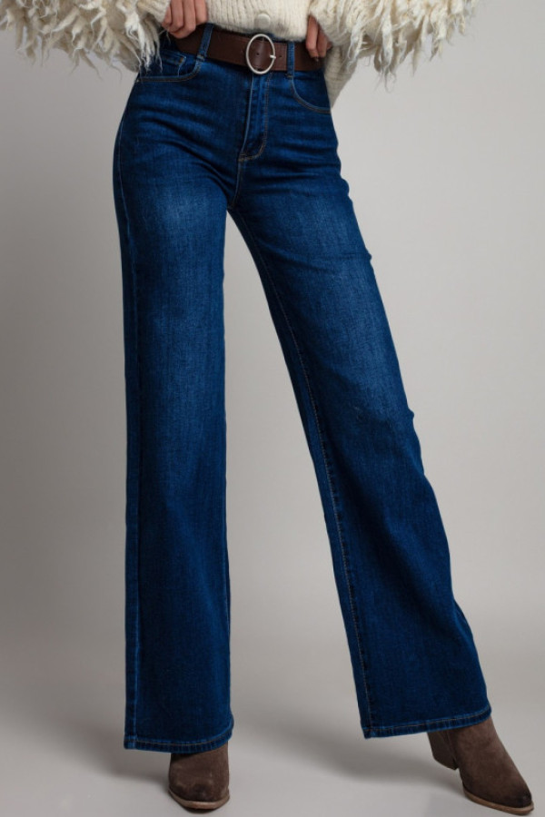 Spodnie jeansowe wide leg javerno ciemnoniebieskie