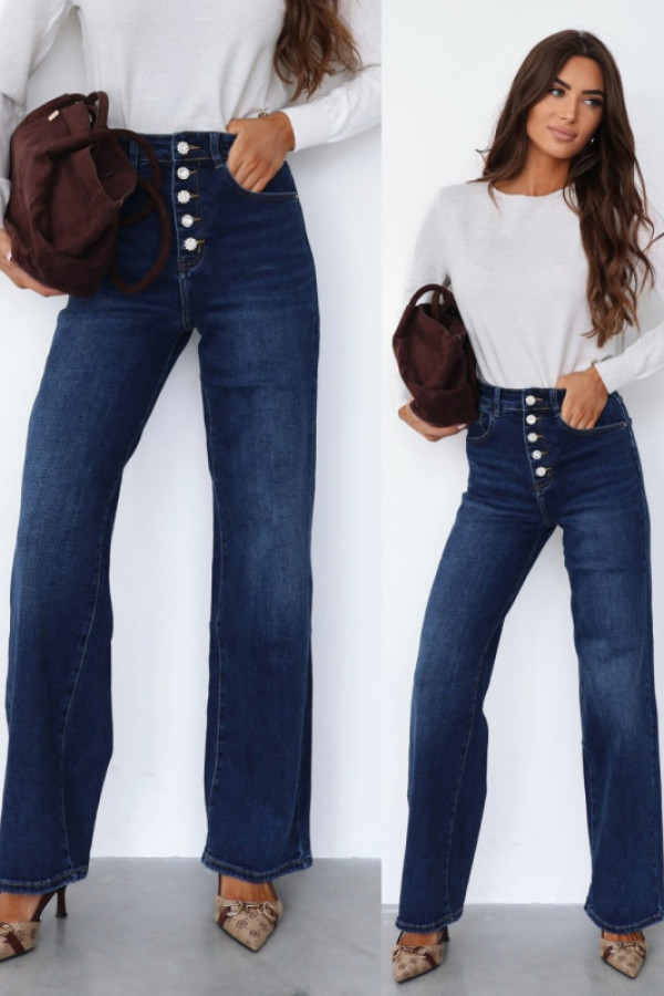 Spodnie jeansowe wide leg vitorie ciemnoniebieskie