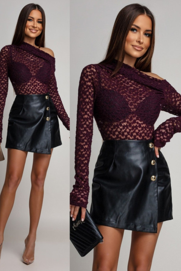 Koronkowa bluzka liliena burgundowa