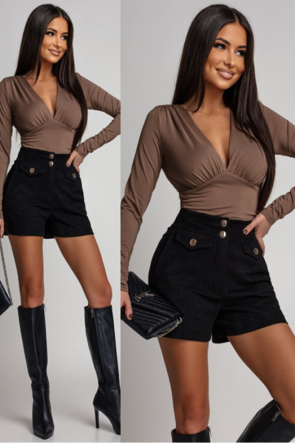 Dopasowana bluzka z marszczeniami veriona mokka