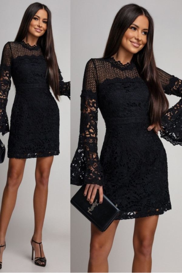 Ażurowa sukienka mini devinia czarna