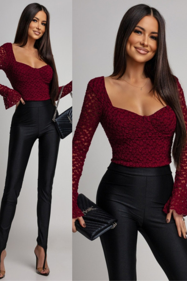 Koronkowa bluzka top sefrona bordowa