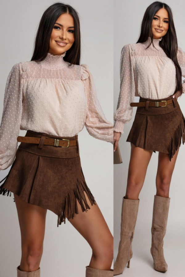 Elegancka bluzka w grochy camiliene beżowa