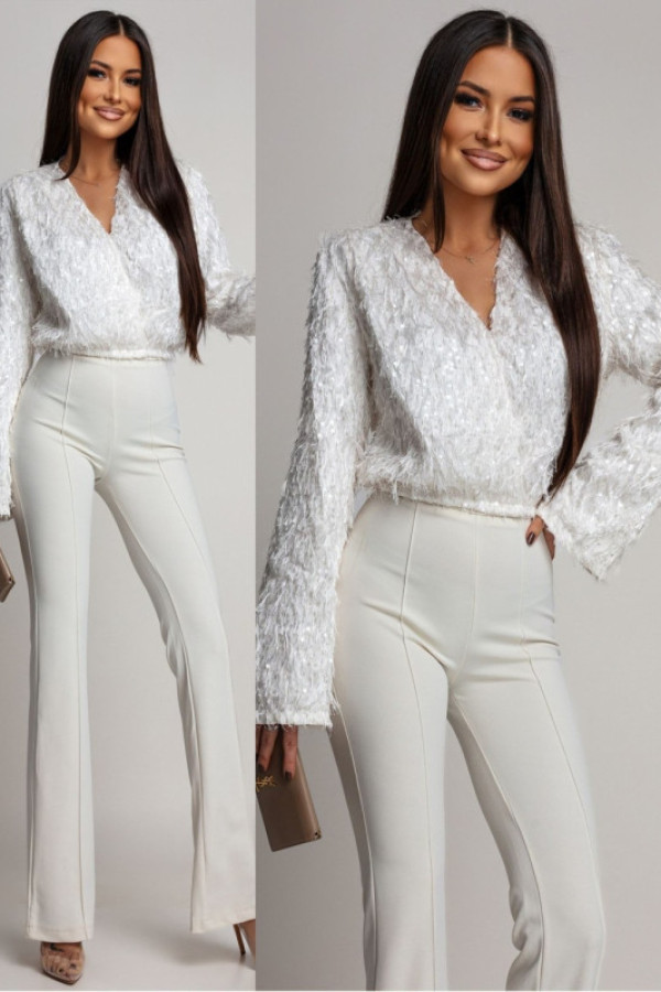 Elegancka bluzka ze zdobieniem joellie kremowa