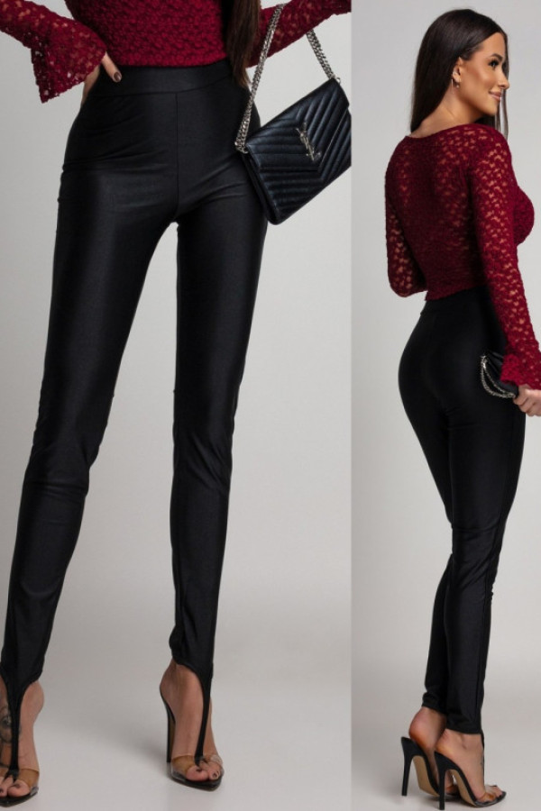 Połyskujące legginsy z zakładką na palec felicitio czarne