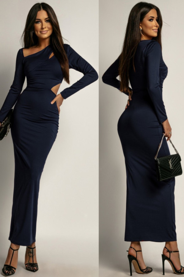Dopasowana sukienka maxi lasli granatowa