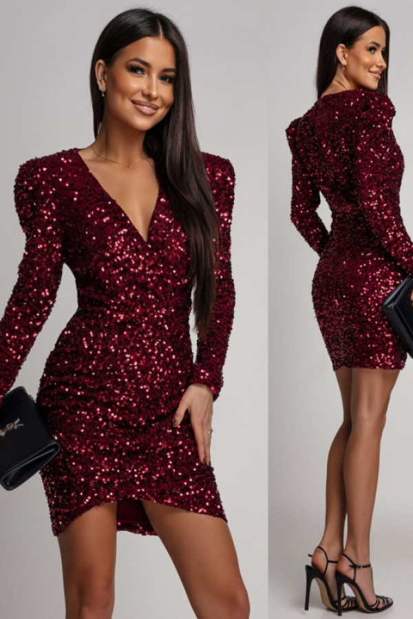 Cekinowa sukienka mini mosalia ii bordowa