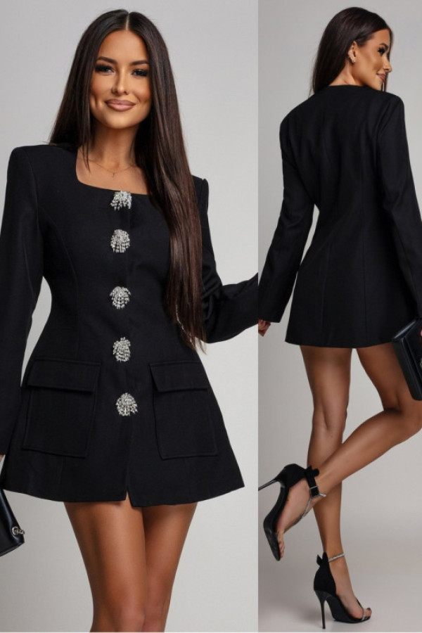 Elegancka sukienka mini z ozdobnymi guzikami vermessa czarna