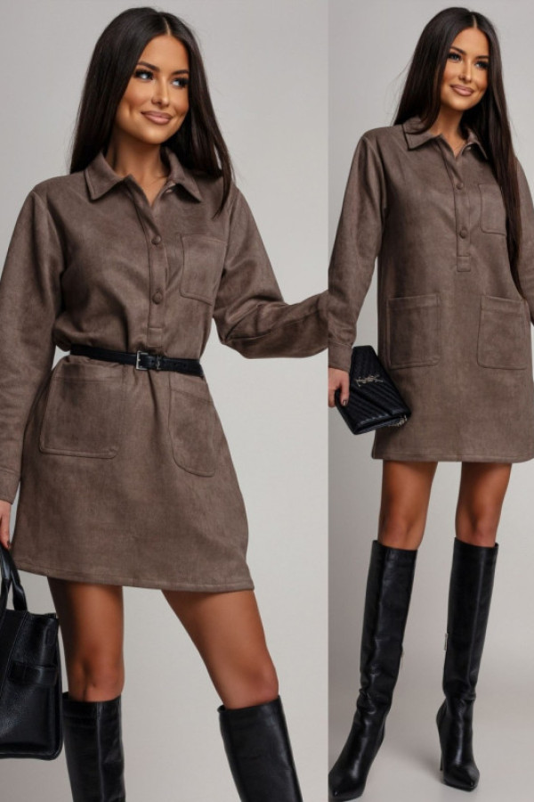 Zamszowa sukienka mini joselia mokka