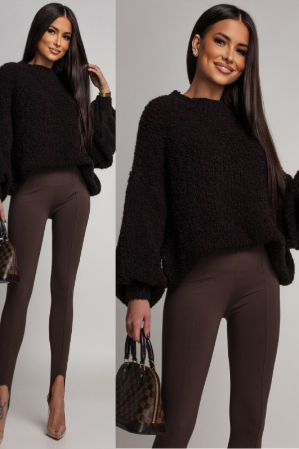 Wełniany sweter hilarie brązowy alpaka