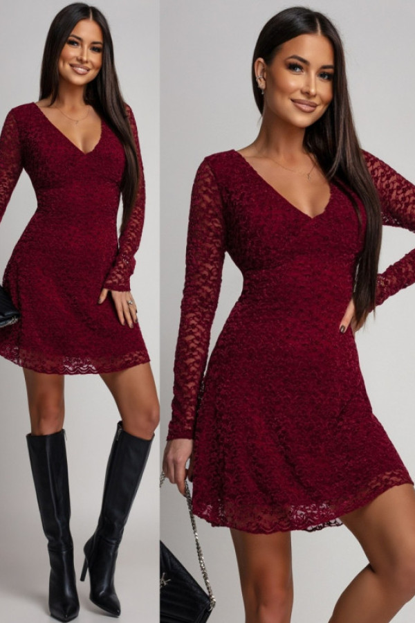 Koronkowa sukienka mini miressa bordowa