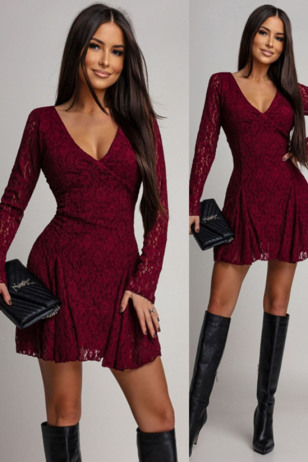 Koronkowa sukienka mini elyshia bordowa