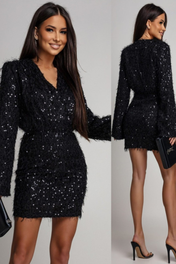 Pre order wysyłka 19.11 elegancka sukienka mini ze zdobieniem paulene czarna