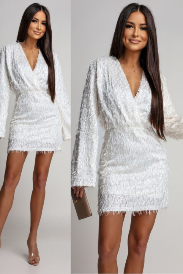 Pre order wysyłka 19.11 elegancka sukienka mini ze zdobieniem paulene kremowa