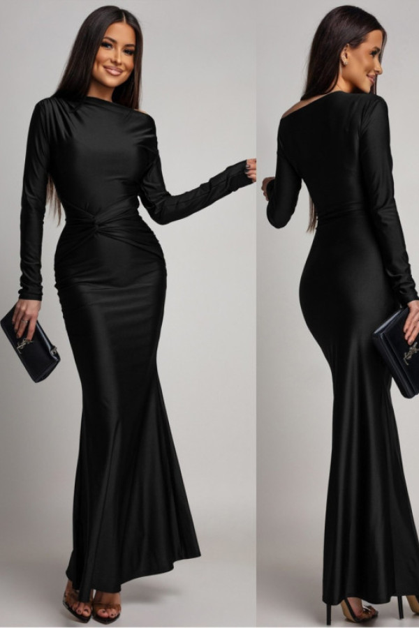 Elegancka sukienka maxi z marszczeniem juditte czarna