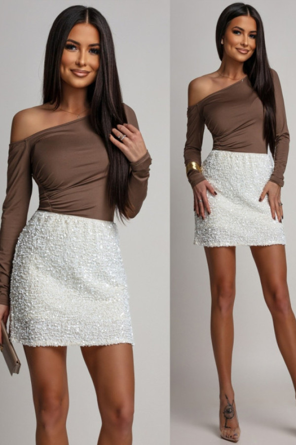 Dopasowane body z marszczeniem alivente mokka