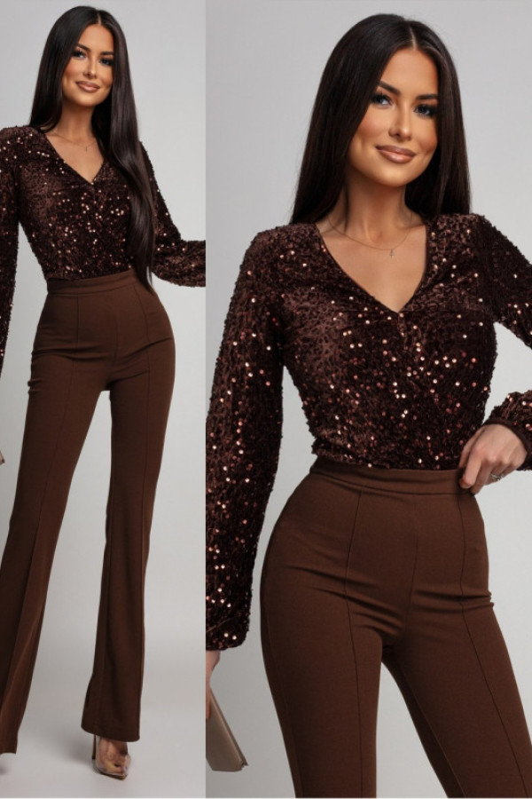 Cekinowe body reveliante brązowe