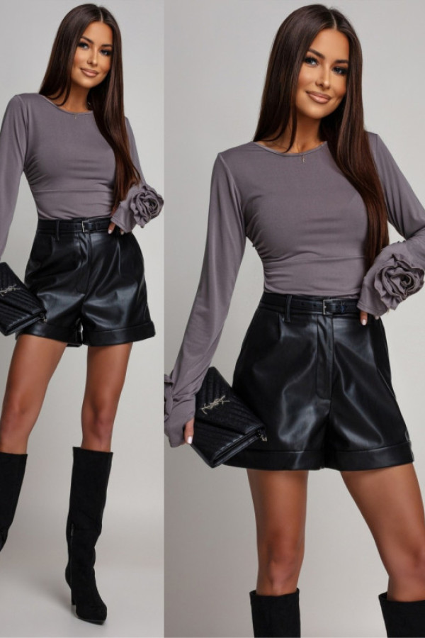 Dopasowana bluzka z różami sandrisa mokka