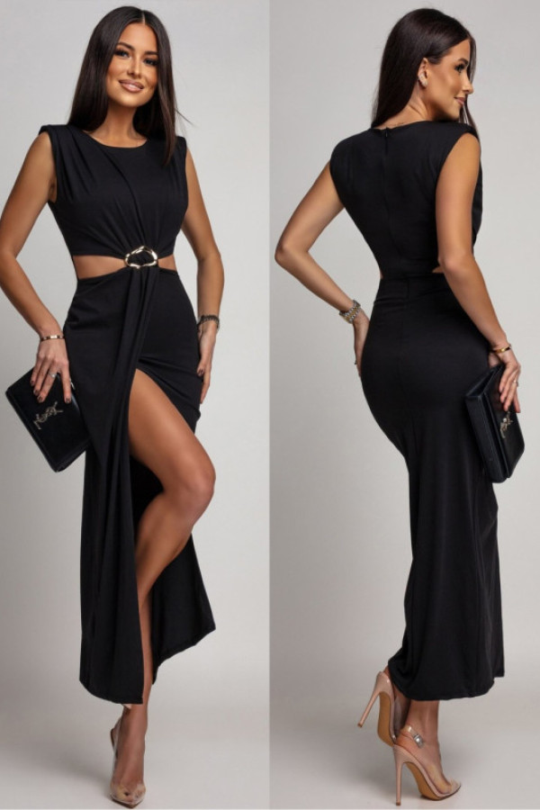Elegancka sukienka maxi z wycięciem patrisia czarna