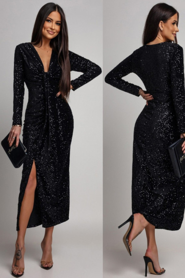 Cekinowa sukienka maxi joenna czarna