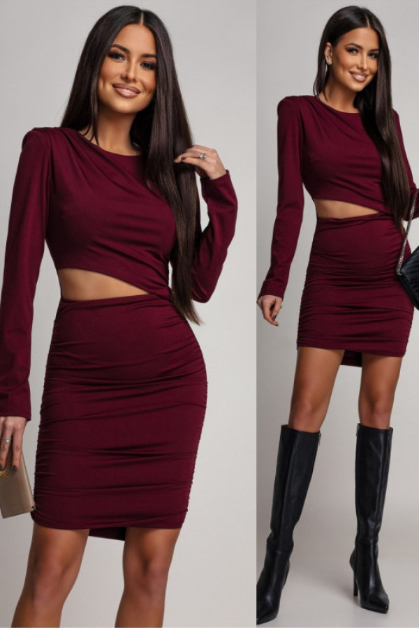 Elegancka sukienka z wycięciem revenne ii bordowa