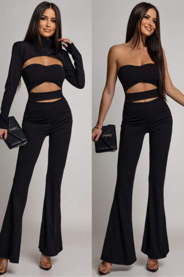 Dwuczęściowy kombinezon maxi z wycieciami anderion czarny