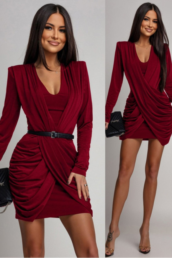Elegancka sukienka mini delianne bordowa