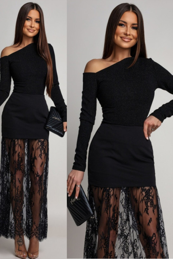 Dopasowana bluzka z metaliczną nitką demoria czarna