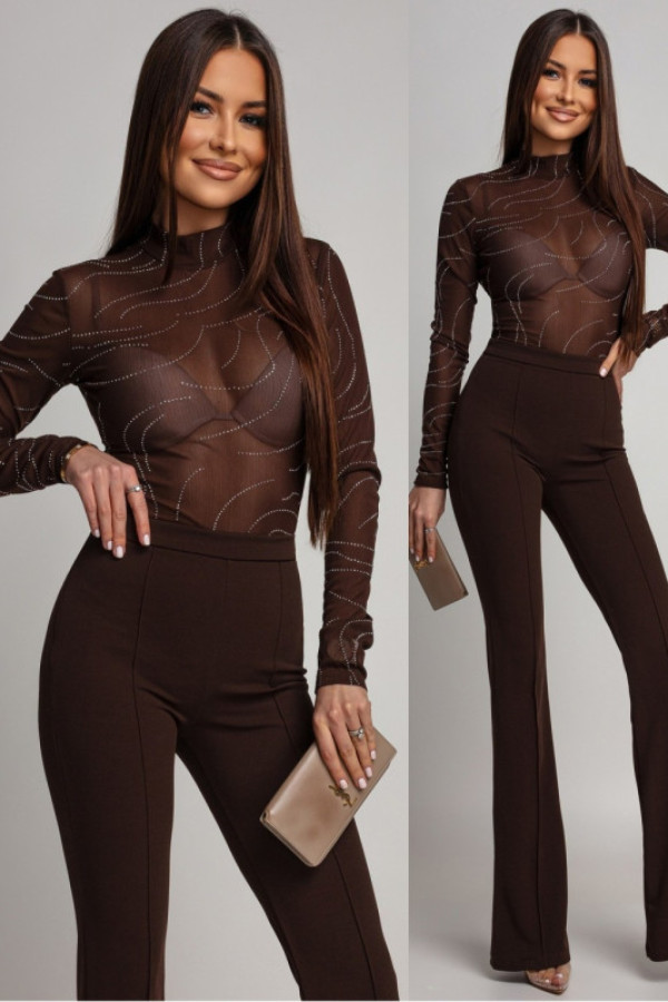 Siateczkowe body z cyrkoniami aliveire brązowe