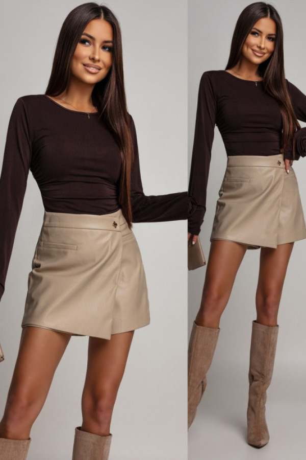 Dopasowana bluzka z różami sandrisa brązowa