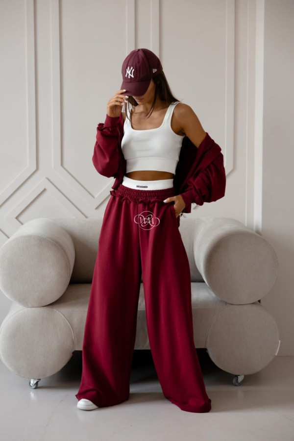 Komplet designed bordowy