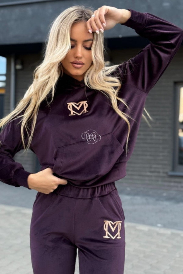 Komplet welurowy sardynia z haftem śliwka