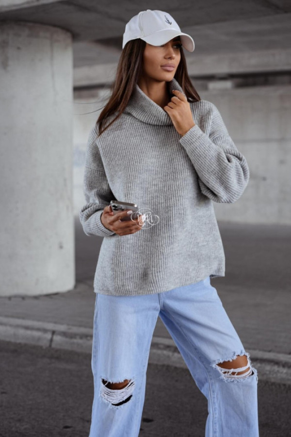 Sweter z golfem szary