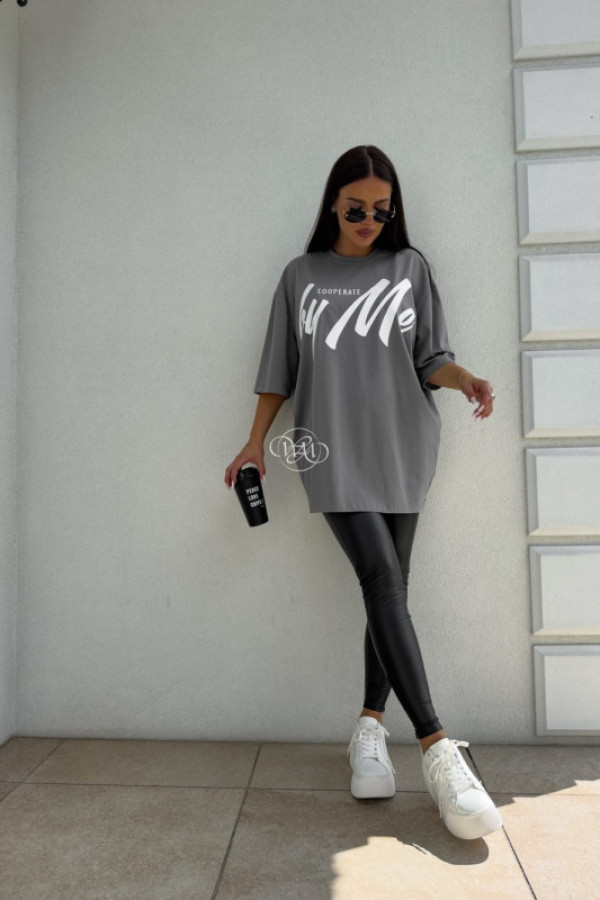 Tuniko sukienka t-shirt cola - szara