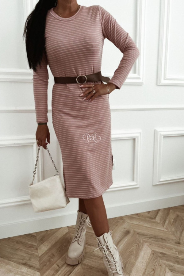 Sukienka genua różowa z paskiem