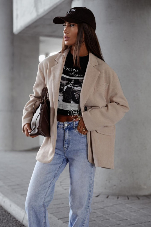 Marynarka linden sztruksowa beżowa