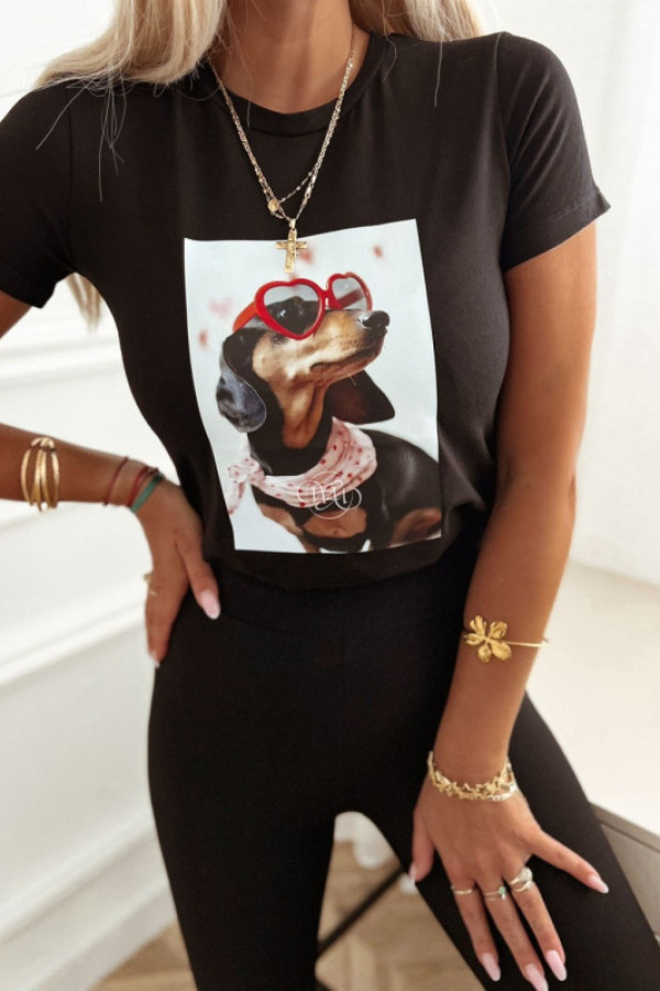 T-shirt jamnik czarny