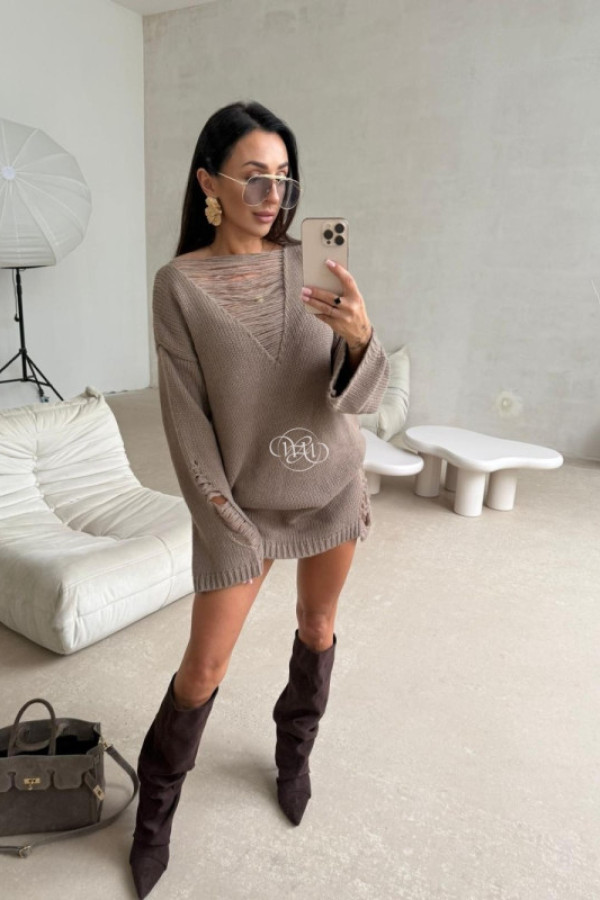 Sweter long stanley mocca