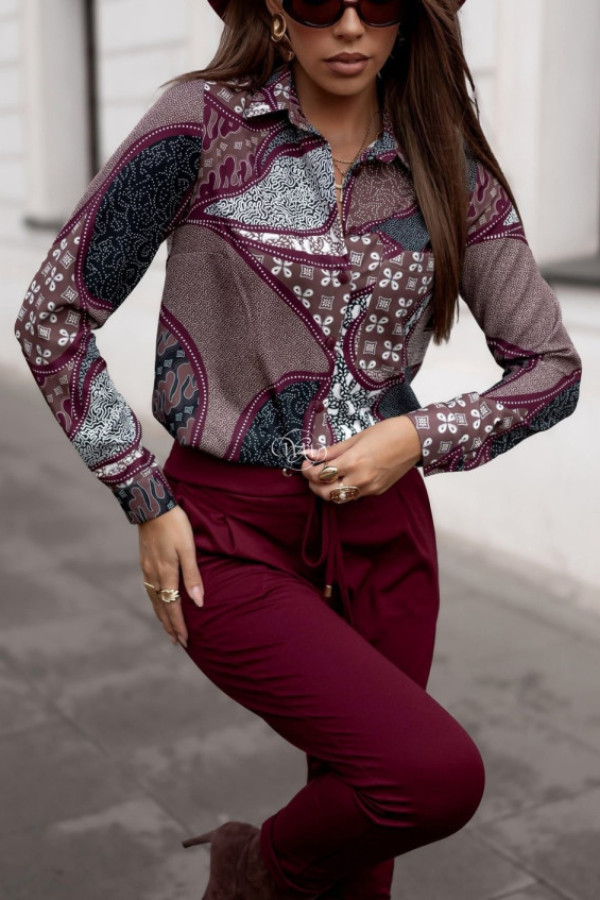 Koszula rosa brązowo-bordowa
