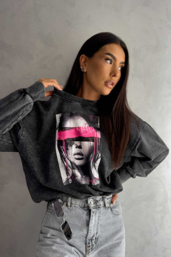 Dekatyzowana bluza lock - czarna