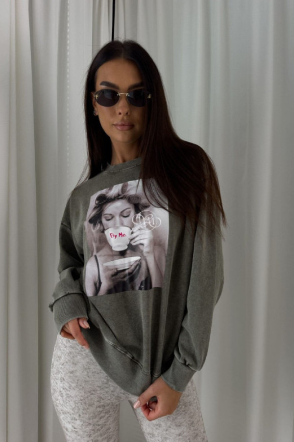 Dekatyzowana bluza roller - khaki