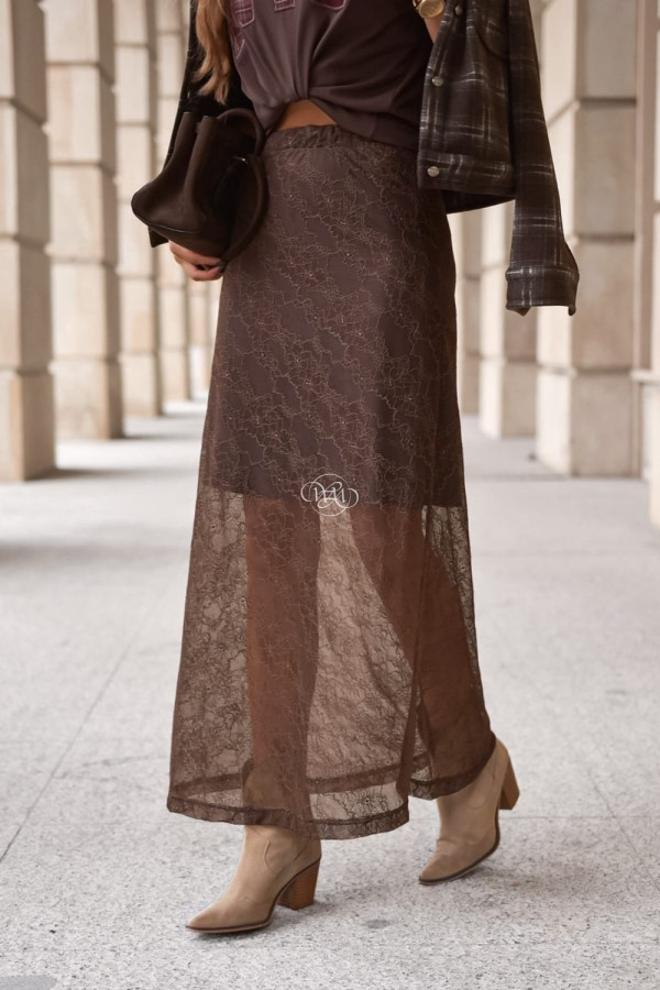 Spódnica milano zdobiona czekoladowa