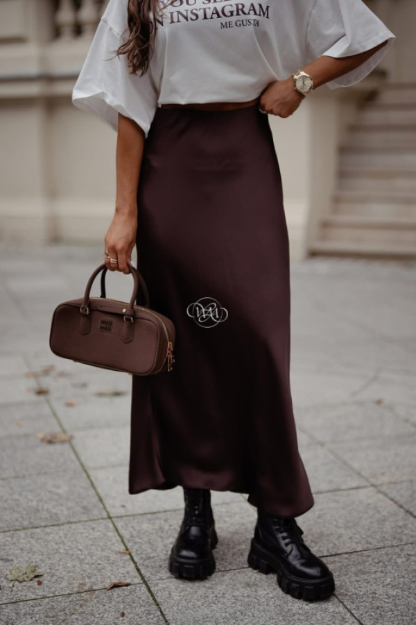 Spódnica simos satynowa czekolada