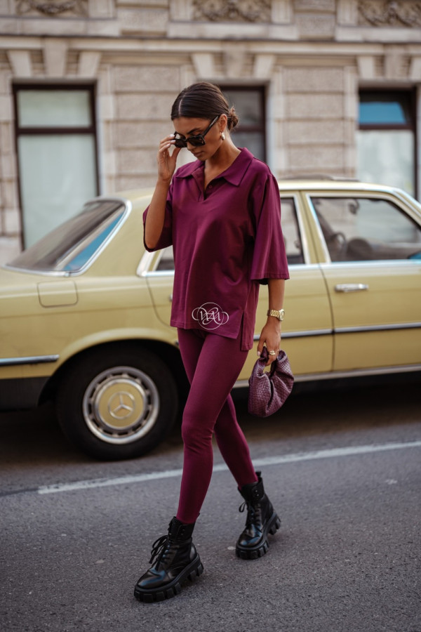 Bawełniany komplet polo veerse bordo